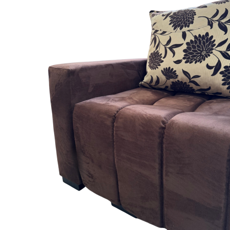 Canapea ZARA extensibila, 3 locuri, cu lada de depozitare, stofa suede maro si bej , 220x95x80 [8]