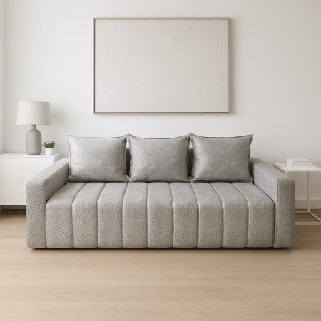 Canapea ZARA extensibila, 3 locuri, cu lada de depozitare, stofa gri lila , 220x95x80 [1]