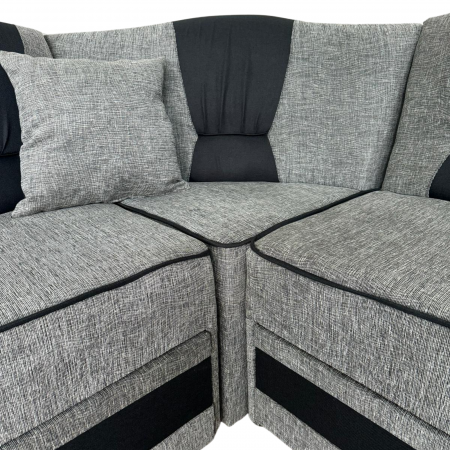 Coltar VALAHIA extensibil, lada de depozitare, stofa gri + negru, 270x220x90 [3]