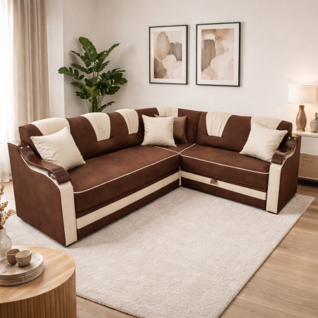 Coltare - Coltar VALAHIA extensibil, lada de depozitare, stofa gri + negru, 270x220x90