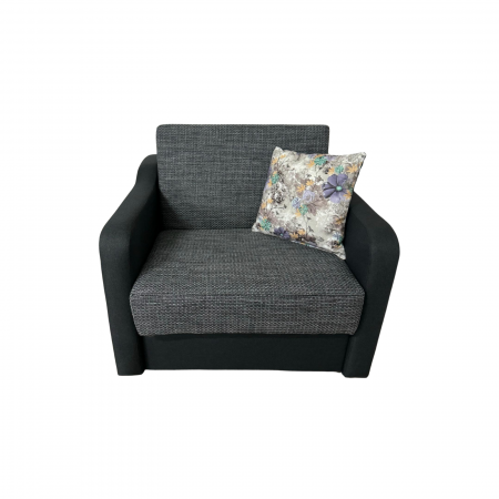 Fotolii - Fotoliu SAMY extensibil, cu lada de depozitare, stofa negru cu gri , 103x100x92