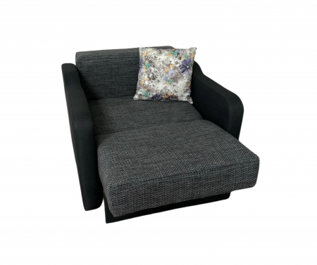 Fotoliu SAMY extensibil, cu lada de depozitare, stofa negru cu gri , 103x100x92 [2]