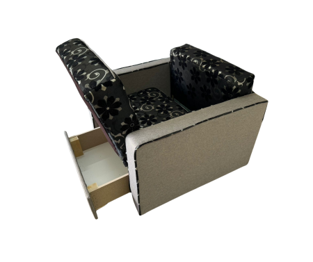 Fotoliu SAMY NEXT extensibil, cu lada de depozitare, stofa gri cu negru , 103x100x92 [4]