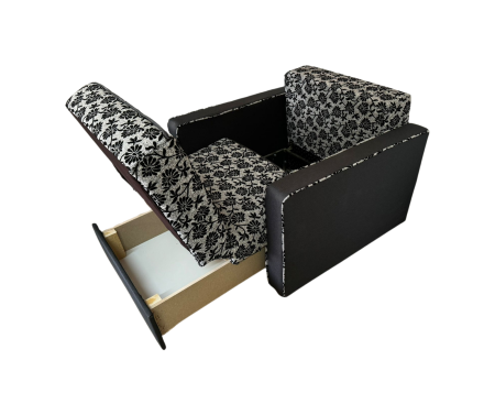 Fotoliu SAMY NEXT extensibil, cu lada de depozitare, stofa gri cu negru , cadru metalic, 103x100x92 [4]