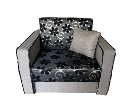 Fotoliu SAMY NEXT extensibil, cu lada de depozitare, stofa gri cu negru , 103x100x92 [1]