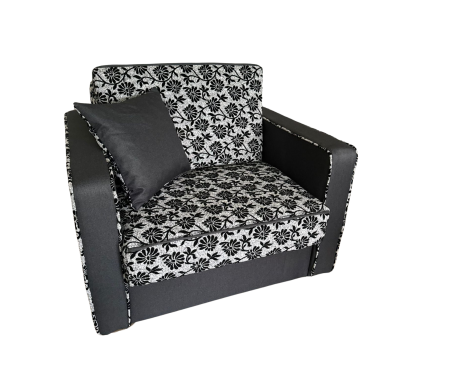 Fotolii - Fotoliu SAMY NEXT extensibil, cu lada de depozitare, stofa gri cu negru , cadru metalic, 103x100x92