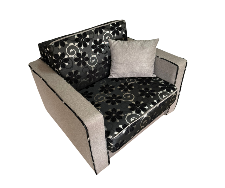 Fotoliu SAMY NEXT extensibil, cu lada de depozitare, stofa gri cu negru , 103x100x92 [2]