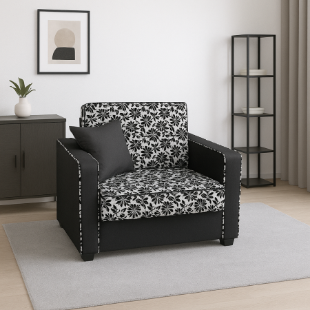 Fotoliu SAMY NEXT extensibil, cu lada de depozitare, stofa gri cu negru , cadru metalic, 103x100x92 [1]