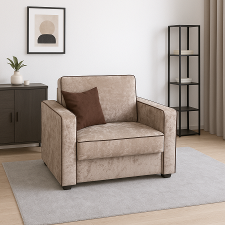 Fotoliu SAMY NEXT extensibil, cu lada de depozitare, stofa plusata bej , cadru metalic ,103x100x92 [1]