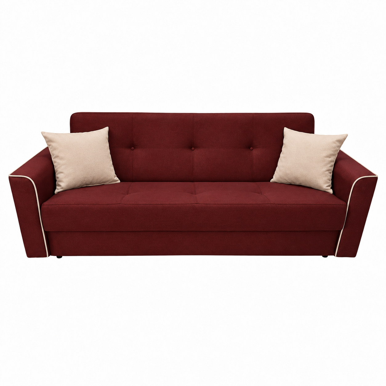 Canapea VERA extensibila, 3 locuri, lada de depozitare, stofa rosu+crem, 225x90x90 Rosu, Stofa