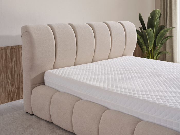 Pat tapitat Siesta cadru metalic cu somiera rabatabila si lada depozitare [4]