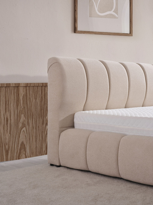 Pat tapitat Siesta cadru metalic cu somiera rabatabila si lada depozitare [5]