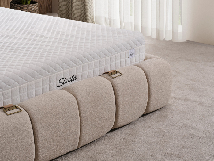 Pat tapitat Siesta cadru metalic cu somiera rabatabila si lada depozitare [7]