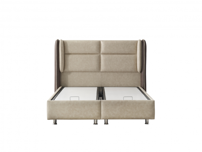 Pat tapitat Angel cadru metalic cu somiera rabatabila si lada depozitare [12]