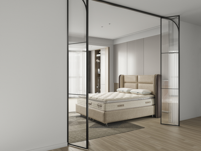 Pat tapitat Angel cadru metalic cu somiera rabatabila si lada depozitare [3]