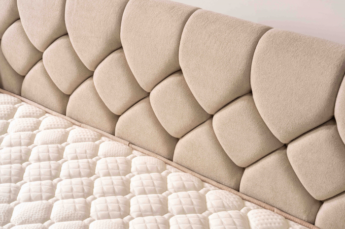 Pat tapitat Calm cadru metalic cu somiera rabatabila si lada depozitare [2]