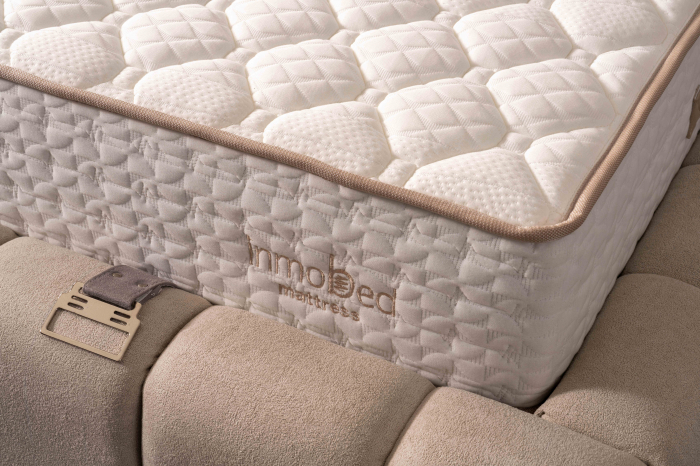 Pat tapitat Calm cadru metalic cu somiera rabatabila si lada depozitare [8]