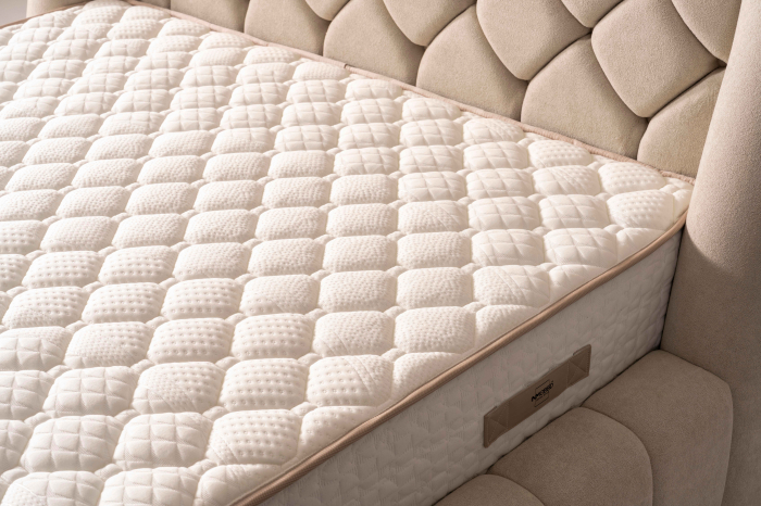 Pat tapitat Calm cadru metalic cu somiera rabatabila si lada depozitare [10]