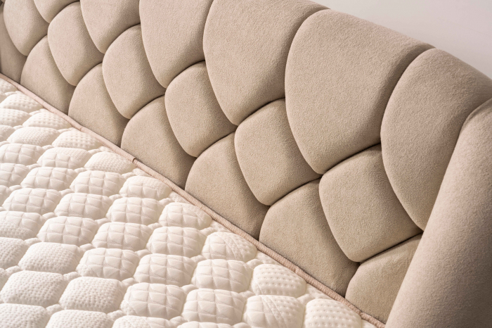 Pat tapitat Calm cadru metalic cu somiera rabatabila si lada depozitare [16]