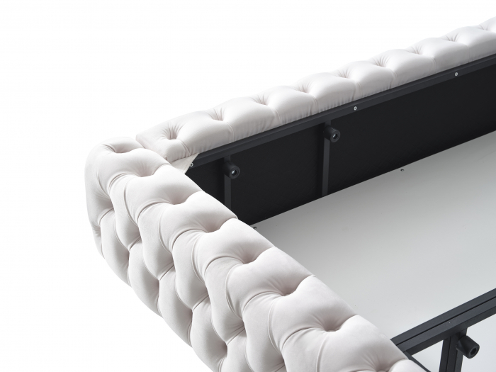 Pat tapitat Coral Chester cadru metalic cu somiera rabatabila si lada depozitare [6]