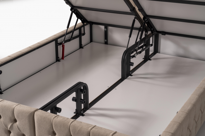 Pat tapitat Lorenzo cadru metalic cu somiera rabatabila si lada depozitare [11]