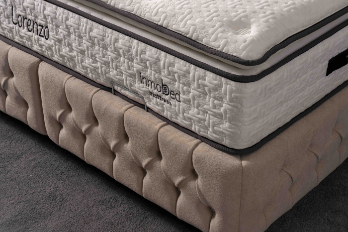 Pat tapitat Lorenzo cadru metalic cu somiera rabatabila si lada depozitare [4]