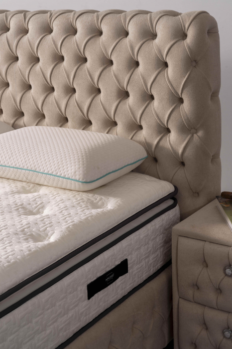 Pat tapitat Lorenzo cadru metalic cu somiera rabatabila si lada depozitare [5]