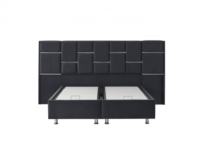 Pat tapitat Klass cadru metalic cu somiera rabatabila si lada depozitare depozitare  [9]