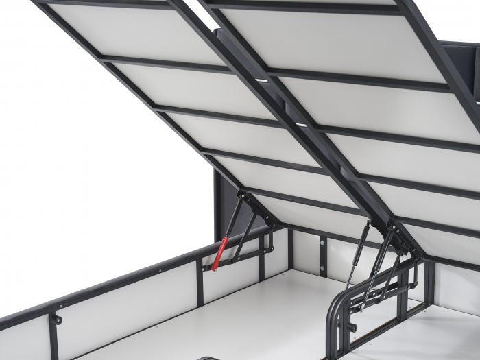 Pat tapitat Klass cadru metalic cu somiera rabatabila si lada depozitare depozitare  [12]