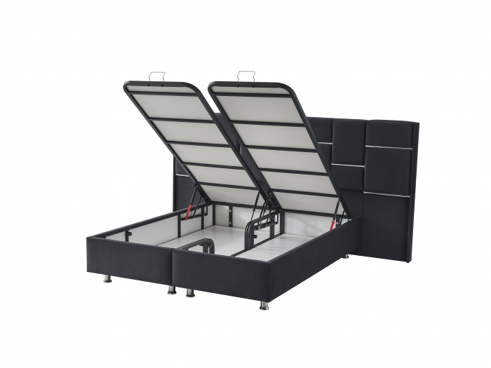 Pat tapitat Klass cadru metalic cu somiera rabatabila si lada depozitare depozitare  [8]