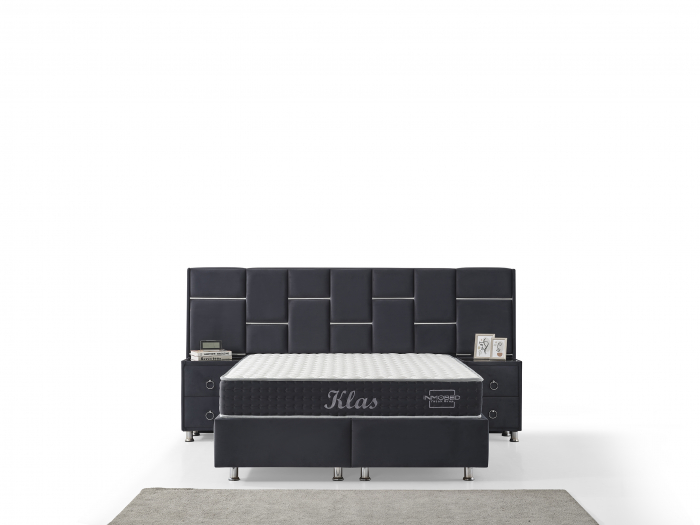 Pat tapitat Klass cadru metalic cu somiera rabatabila si lada depozitare depozitare  [5]