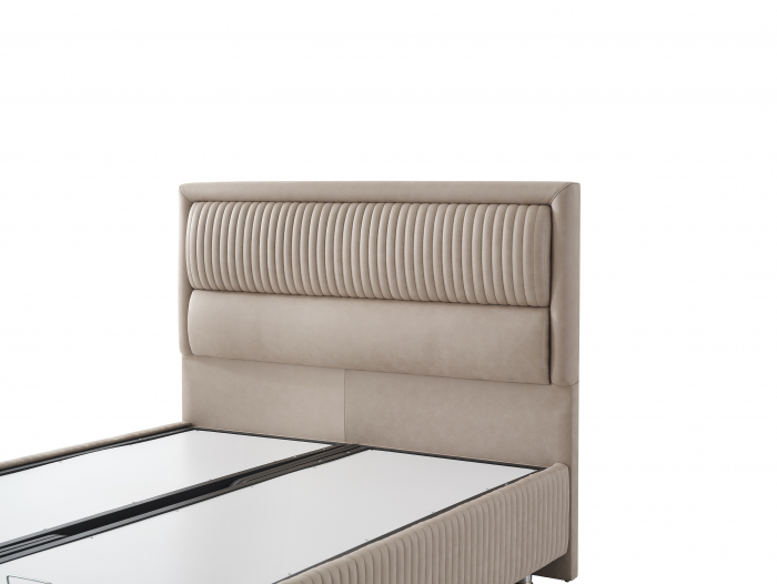 Pat tapitat Maya cadru metalic cu somiera rabatabila si lada depozitare [4]