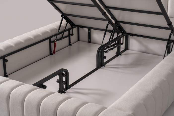 Pat tapitat Nova cadru metalic cu somiera rabatabila si lada depozitare [5]