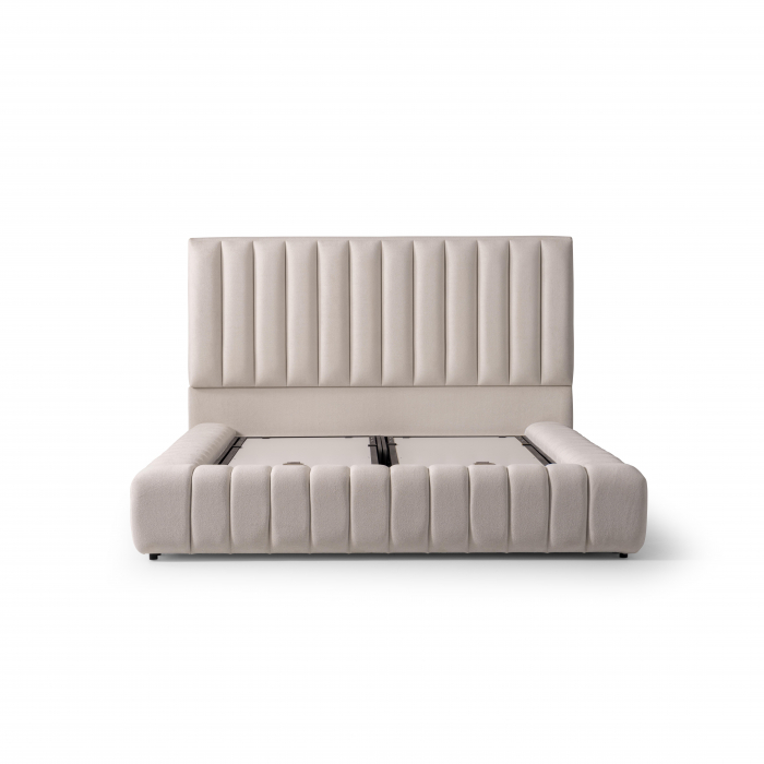 Pat tapitat Nova cadru metalic cu somiera rabatabila si lada depozitare [6]