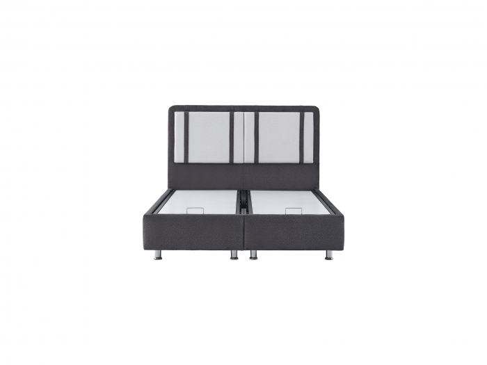 Pat tapitat Puffy cadru metalic cu somiera rabatabila si lada depozitare [4]