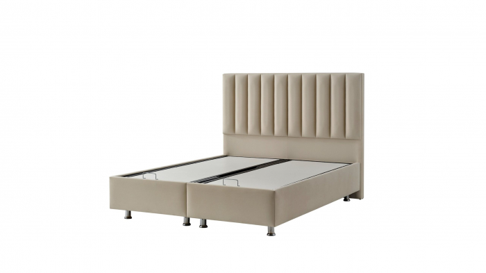 Pat tapitat Relax cadru metalic cu somiera rabatabila si lada depozitare [5]