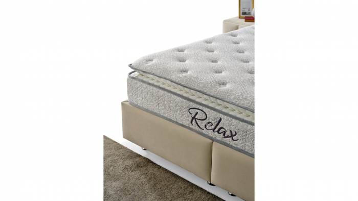 Pat tapitat Relax cadru metalic cu somiera rabatabila si lada depozitare [10]