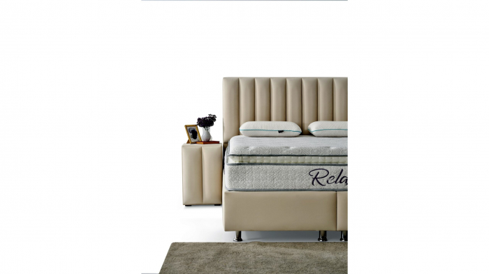 Pat tapitat Relax cadru metalic cu somiera rabatabila si lada depozitare [7]