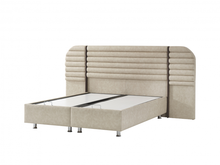 Pat tapitat Roza cadru metalic cu somiera rabatabila si lada depozitare  [4]