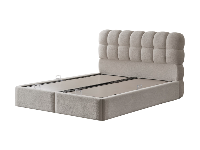 Pat tapitat Sunset, cadru metalic cu somiera rabatabila si lada depozitare [11]