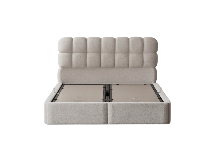 Pat tapitat Sunset, cadru metalic cu somiera rabatabila si lada depozitare [10]