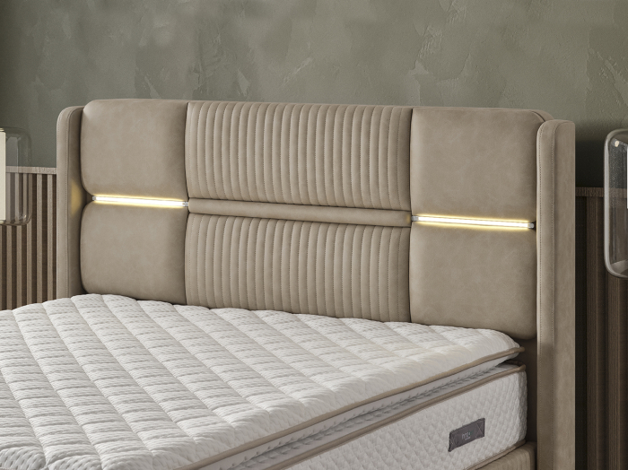 Pat tapitat Tesla, cadru metalic cu somiera rabatabila si lada depozitare [4]