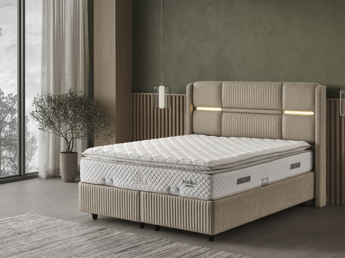 Pat tapitat Tesla, cadru metalic cu somiera rabatabila si lada depozitare [2]