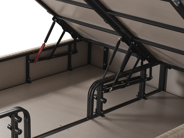 Pat tapitat Tesla, cadru metalic cu somiera rabatabila si lada depozitare [9]