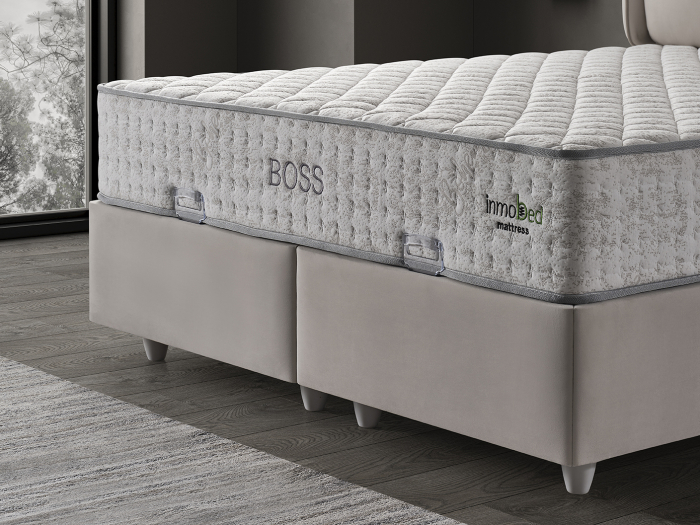 Pat tapitat Boss, cadru metalic cu somiera rabatabila si lada depozitare [5]