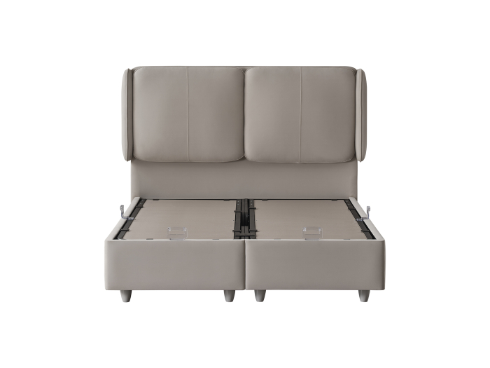 Pat tapitat Boss, cadru metalic cu somiera rabatabila si lada depozitare [10]