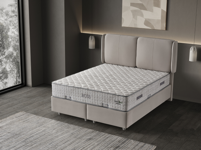 Pat tapitat Boss, cadru metalic cu somiera rabatabila si lada depozitare [2]