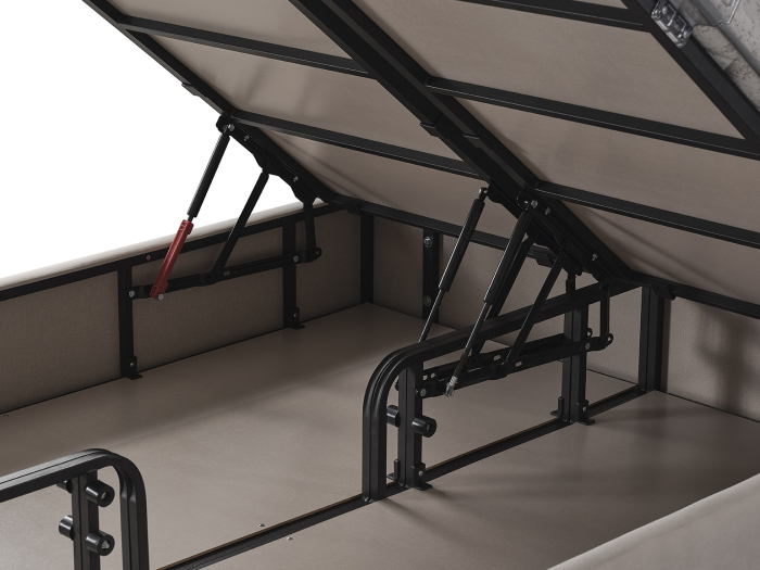 Pat tapitat Boss, cadru metalic cu somiera rabatabila si lada depozitare [7]