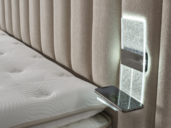 Pat tapitat Touch, cadru metalic cu somiera rabatabila si lada depozitare [6]