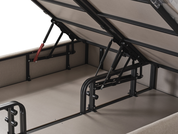 Pat tapitat Touch, cadru metalic cu somiera rabatabila si lada depozitare [13]